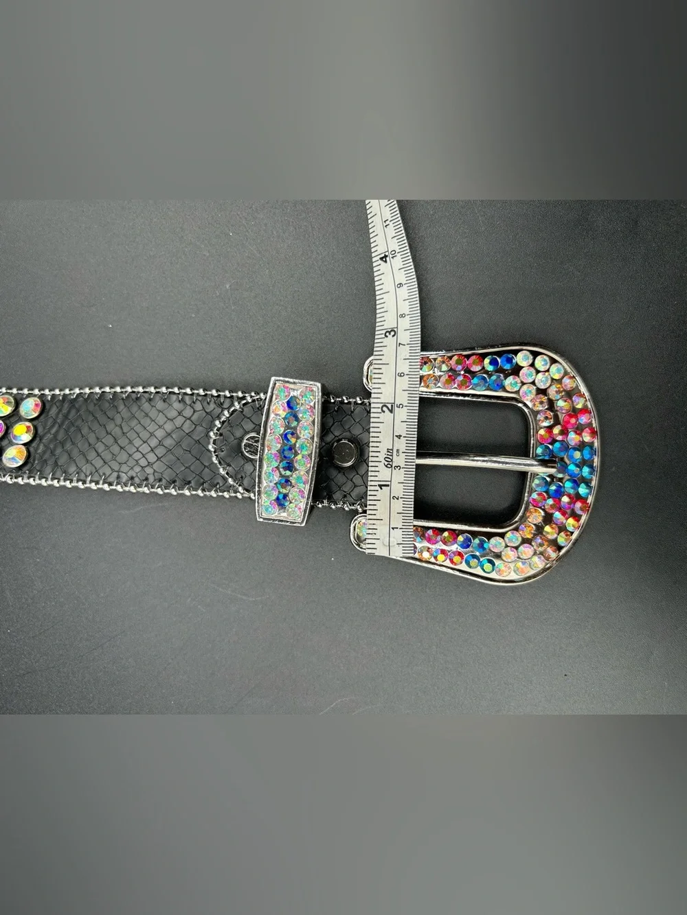 MAJESTIK  “Prodigy”  Leather Belt Colorful - Rhinestone . Size L